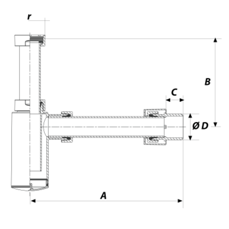 Sifón botella acabado negro mate. Sifón botella acabado negro mate.