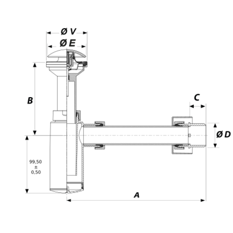 Sifón botella acabado negro mate. Sistema de apertura/cierre Click-Clack Sifón botella acabado negro mate. Sistema de apertura/cierre Click-Clack