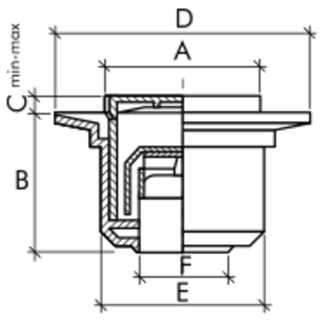 Caldereta sifónica extensible, salida vertical hembra encolar. Rejilla acero inox Caldereta sifónica extensible, salida vertical hembra encolar. Rejilla acero inox