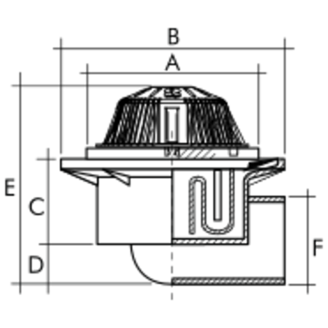 Caldereta sifónica extensible autolimpiante salida horizontal macho encolar. Rejilla alta en PP