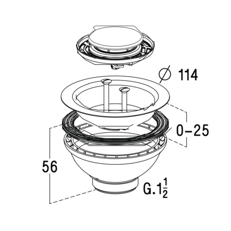 Válvula cesta fregadero con rebosadero redondo flexible