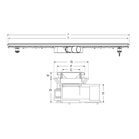 Canaleta Linnum con rejilla para plato de ducha de obra. Altura reducida. Sifón 30 mm. Ancho 50 mm. Salida orientable. Rejilla Classic. CERCO VISIBLE Canaleta Linnum con rejilla para plato de ducha de obra. Altura reducida. Sifón 30 mm. Ancho 50 mm. Salida orientable. Rejilla Classic. CERCO VISIBLE