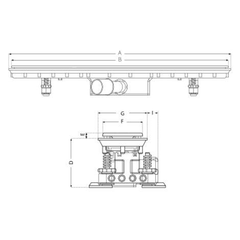 Canaleta Linnum para plato de ducha de obra. Sifón 50 mm. Salida orientable. Ancho 50 mm. Rejilla SOFT. CERCO VISIBLE Canaleta Linnum para plato de ducha de obra. Sifón 50 mm. Salida orientable. Ancho 50 mm. Rejilla SOFT. CERCO VISIBLE