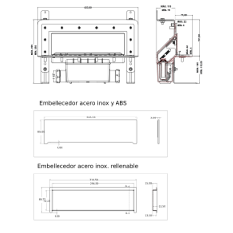 Sumidero vertical de pared. Sifón 50 mm. Salida lateral orientable 40/50M