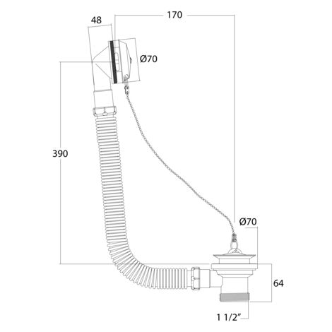 Flexible bathtub outlet
