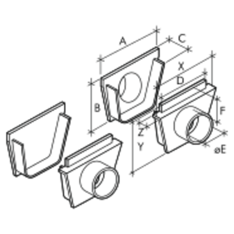 Conjunto tapón/salida Ø110 M, ancho 130