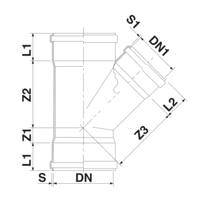 Tê 45° macho/fêmea