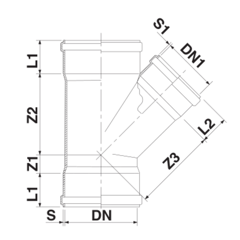Derivación 45° hembra/hembra Derivación 45° hembra/hembra