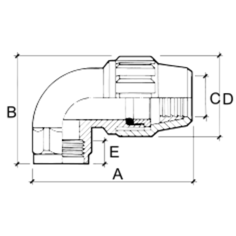 Codo 90° rosca hembra CON refuerzo metálico Codo 90° rosca hembra CON refuerzo metálico