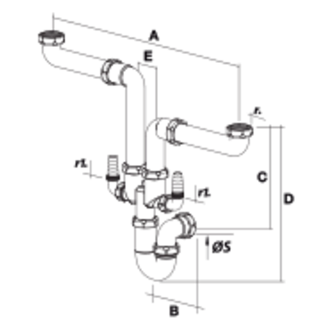 Sifón curvo ahorro espacio Sifón curvo ahorro espacio
