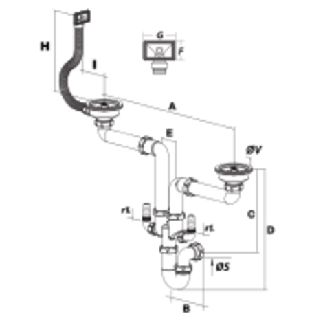 Colector sifónico curvo ahorro espacio Colector sifónico curvo ahorro espacio
