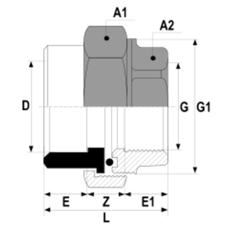 H3G/L - Enlace tres piezas CPVC-latón H3G/L - Enlace tres piezas CPVC-latón