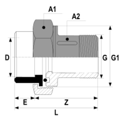 H3F/L - Enlace tres piezas CPVC-latón H3F/L - Enlace tres piezas CPVC-latón