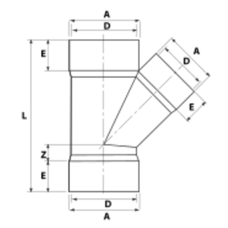 Derivación te 45º HTA-E Derivación te 45º HTA-E
