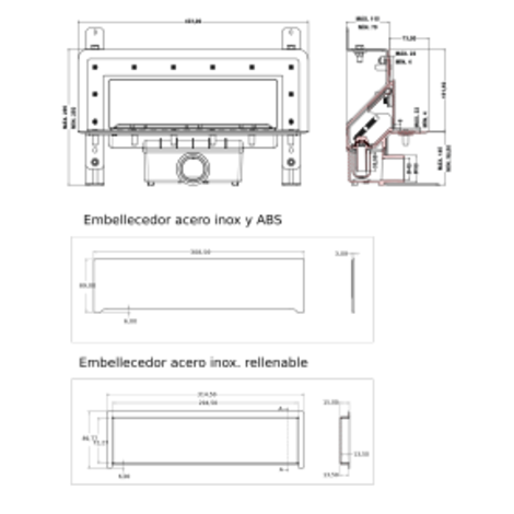 Sumidero vertical de pared. Sifón 30 mm. Salida frontal encolar 40H - 50M y lámina impermeabilizante Sumidero vertical de pared. Sifón 30 mm. Salida frontal encolar 40H - 50M y lámina impermeabilizante