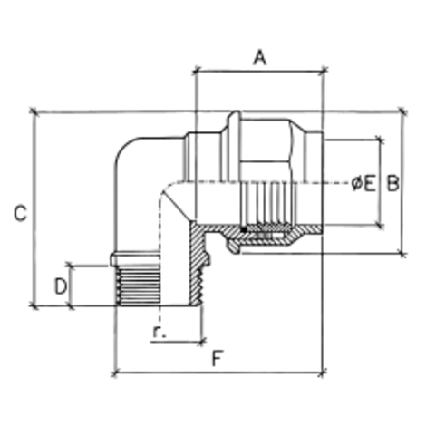 Codo 90° rosca macho