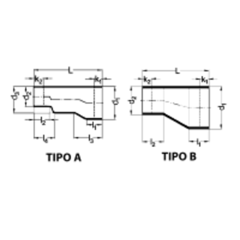 Reducción excéntrica larga Reducción excéntrica larga