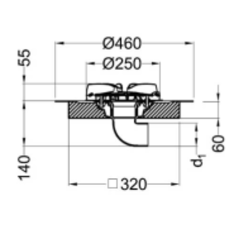 Sumidero para sistemas sifónicos de evacuación de cubiertas. Salida horizontal Sumidero para sistemas sifónicos de evacuación de cubiertas. Salida horizontal
