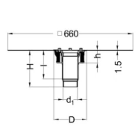 Conexión barrera de vapor con placa de refuerzo ignífuga para sistemas sifónicos de evacuación para cubiertas