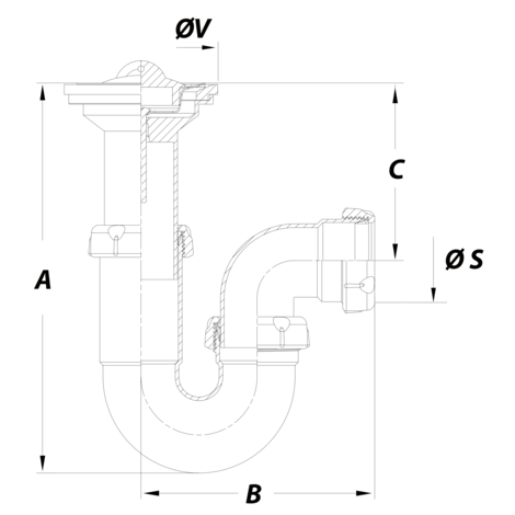 Sifão curvo extensivel Válvula banca