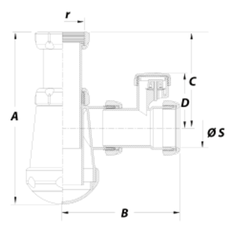 Sifón bidé con válvula de aireación Sifón bidé con válvula de aireación