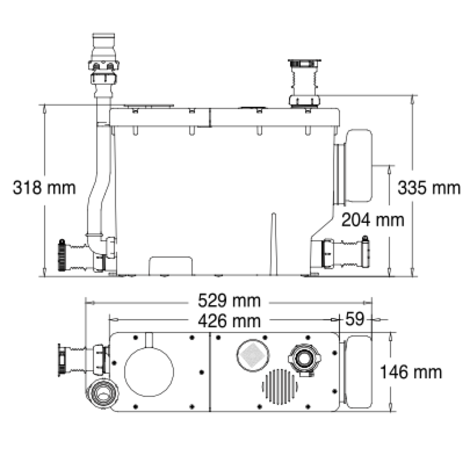 CICLON CS Triturador sanitario para empotrar con válvula antirretorno CICLON CS Triturador sanitario para empotrar con válvula antirretorno