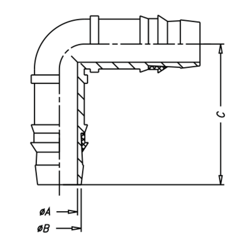 Codo 90° con anillo de seguridad