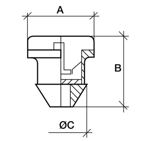 Gotero pinchado de botón autocompensante