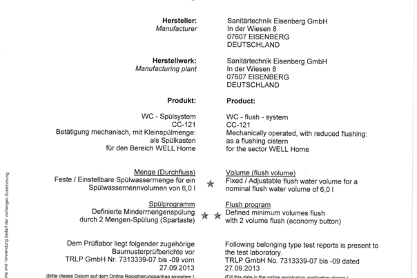 Certificado Cisternas empotradas con bastidor y reforzadas (150mm)