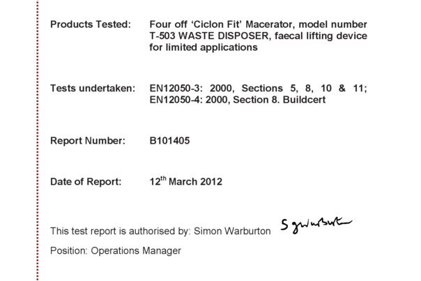 Informe de prueba NSF T-604 CC