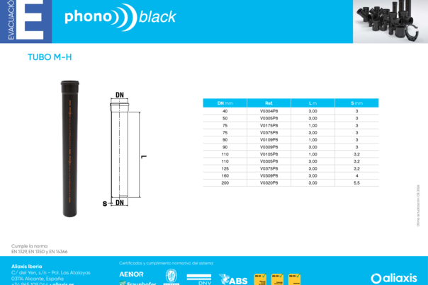 Ficha Técnica Phonoblack TUBO MH