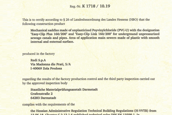 Certificado MPA – EN 13598‑1 (K 1718/10.19)