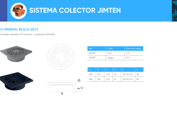 Ficha técnica – S-316 Terminal rejilla Ø315