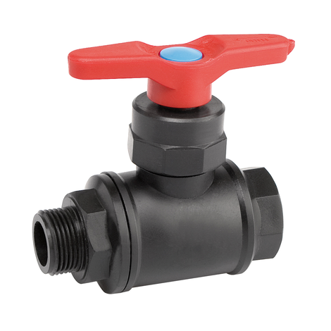 Válvula esfera hembra-macho roscar (PP) Válvula esfera hembra-macho roscar (PP)