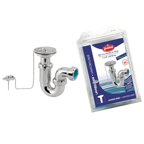 Sifón curvo extensible con válvula lavabo-bidé