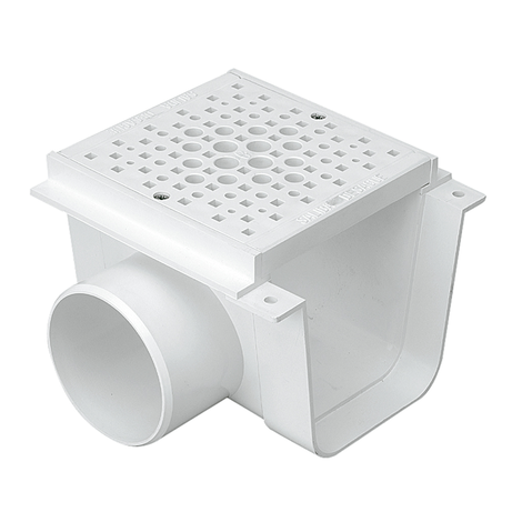 Canaleta peatonal con rejilla y salida Ø90, ancho 130 Canaleta peatonal con rejilla y salida Ø90, ancho 130