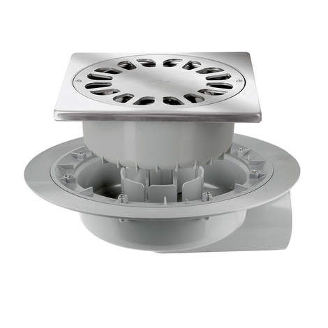 Caldereta sifónica con prensatelas y extensible, salida horizontal Caldereta sifónica con prensatelas y extensible, salida horizontal