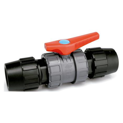 Válvulas de esfera desmontables en PVC, enlace tubo polietileno