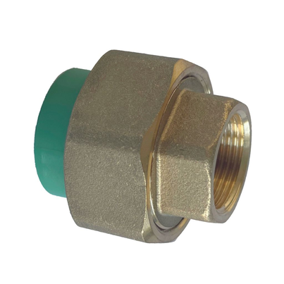 Three-piece PP-RCT/brass male thread coupling.