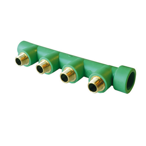 Distributor manifold male threaded outlets.