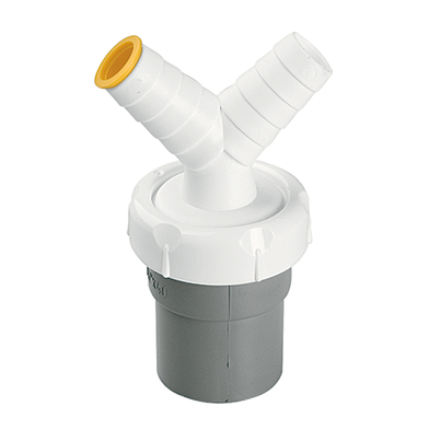 Solvent socket union with 2 aux. conne.