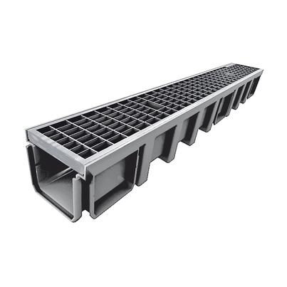 <b>Uso privado</b>. Canaleta con rejilla enrejada de acero galvanizado, ancho 130