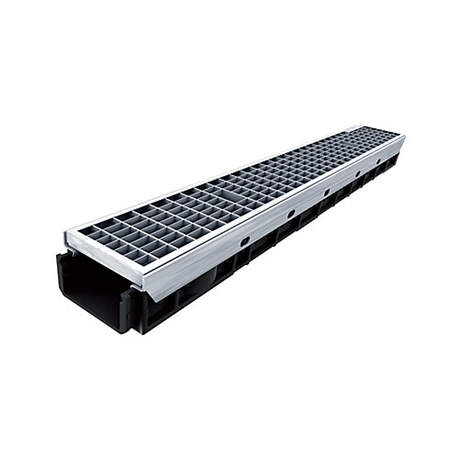 Canaleta reforzadacon protección de acero galvanizado con 1 rejilla enrejada de acero galvanizado. Altura 80, clase B-125 Canaleta reforzadacon protección de acero galvanizado con 1 rejilla enrejada de acero galvanizado. Altura 80, clase B-125