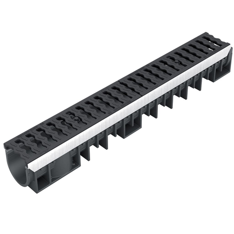 Reinforced gutter with galvanized steel protection with 2 cast iron gratings. Height 130, class C-250