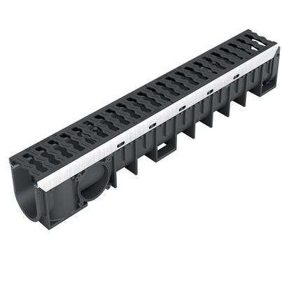 Reinforced gutter with galvanized steel protection with 2 cast iron gratings. Height 170, class C-250