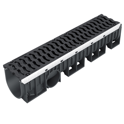 Reinforced gutter with galvanized steel protection with 2 cast iron gratings. Width 150, class D-400