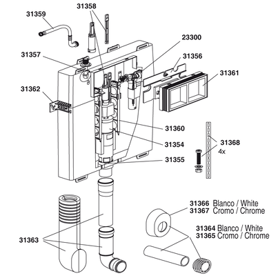 Vedação inferior mecanismo descarga