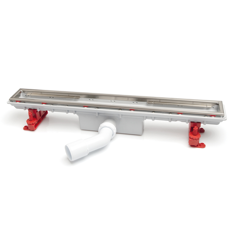 Canaleta Linnum para plato de ducha de obra. SIN REJILLA. Salida orientable. Sifón 50 mm. Ancho 50 mm. CERCO VISIBLE Canaleta Linnum para plato de ducha de obra. SIN REJILLA. Salida orientable. Sifón 50 mm. Ancho 50 mm. CERCO VISIBLE