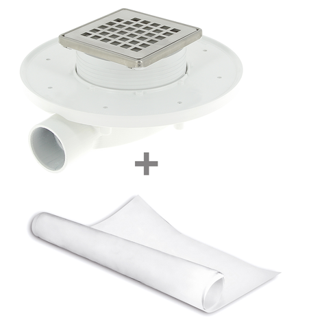 MAGNETECH Sumidero compacto para plato de ducha obra. Rejilla 100 mm. Con lámina impermeabilizante de tela geotextil 2x1,5 m MAGNETECH Sumidero compacto para plato de ducha obra. Rejilla 100 mm. Con lámina impermeabilizante de tela geotextil 2x1,5 m