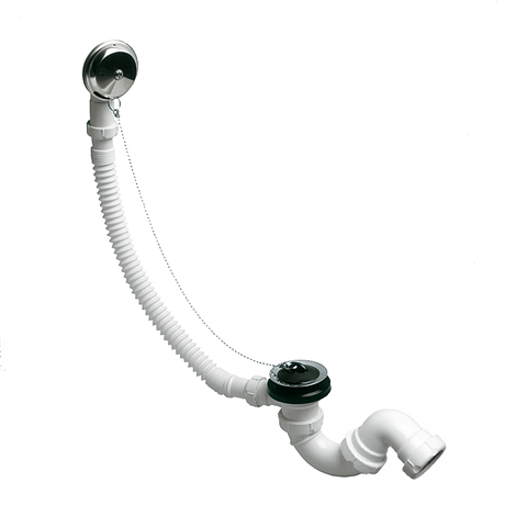 Desagüe bañera sifonico flexible, salida orientable con tuerca Ø40